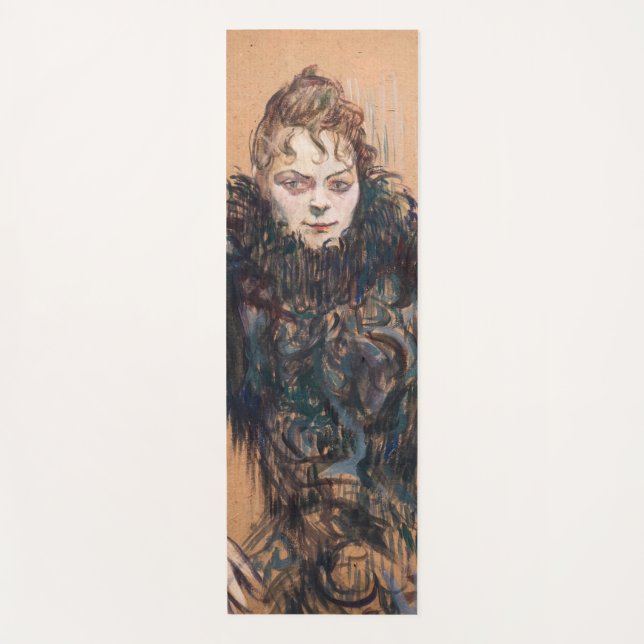 Tapete De Yoga Toulouse-Lautrec - Mulher com Boa Negra (Frente)
