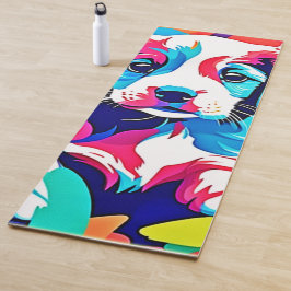 Tapete De Yoga Trabalho de arte de puppy colorida