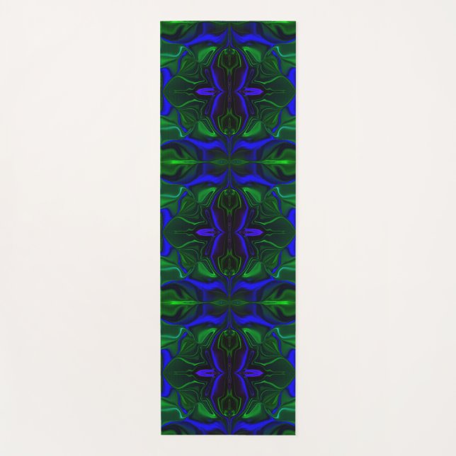 Tapete De Yoga Traços azuis é 'flutu ando' sobre fundo. (Frente)