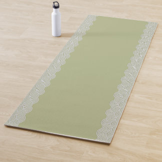 Tapete De Yoga Tradicional Japandi Wave Pattern Sage Green
