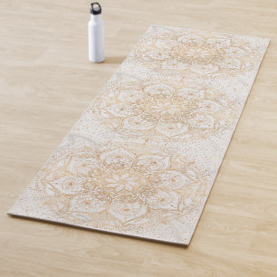 Tapete De Yoga Trendy Dourada Floral Mandala Marble Design