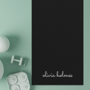 Tapete De Yoga Trendy Monograma   Nome do Script Preto Moderno