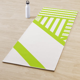 Tapete De Yoga Triângulo em Verde limão e Branco