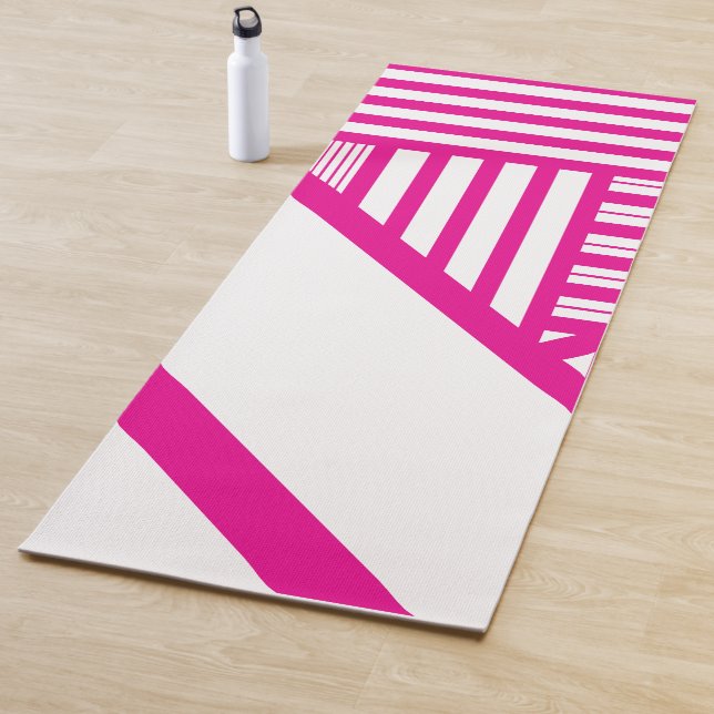 Tapete De Yoga Triângulo Stripes em magenta e branco (In Situ)