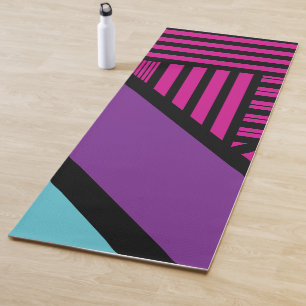 Tapete De Yoga Triângulos - Rosa, Roxo, Azul e Preto