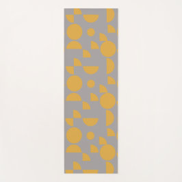 Tapete De Yoga Tribal Geométrico Moderno da Cinza Amarela