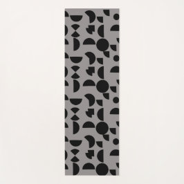 Tapete De Yoga Tribal Geométrico Moderno da Cinza Negra