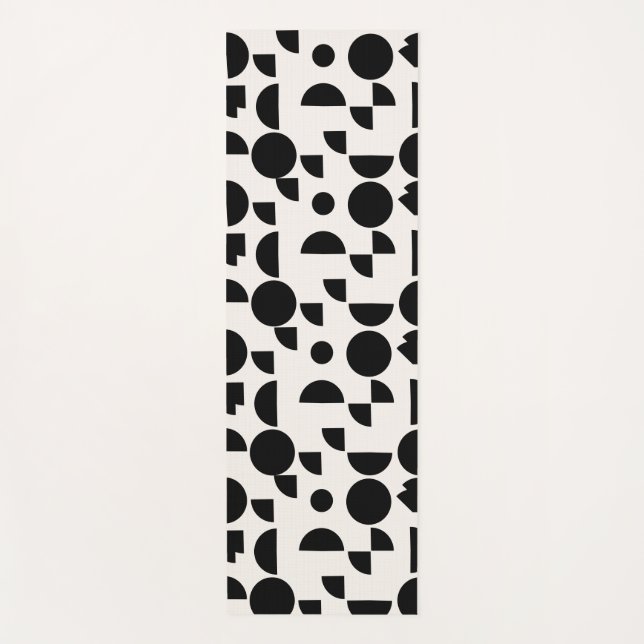 Tapete De Yoga Tribal Geométrico Moderno e Branco (Frente)