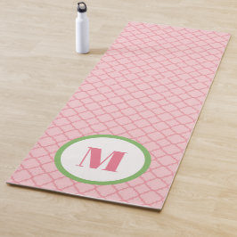 Tapete De Yoga Triterfoil do Monograma Verde e Pink