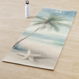 Tapete De Yoga Tropical Beach Palm Tree Zen Nome Monograma