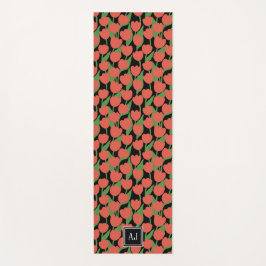 Tapete De Yoga Tulipas vermelhas retro, personalizadas