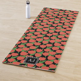 Tapete De Yoga Tulipas vermelhas retro, personalizadas