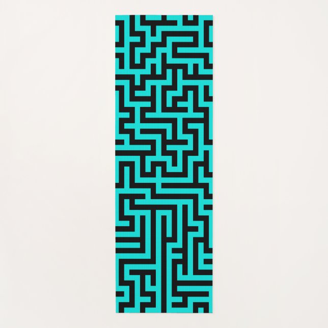 Tapete De Yoga Turquesa Black Mazle Lines (Frente)