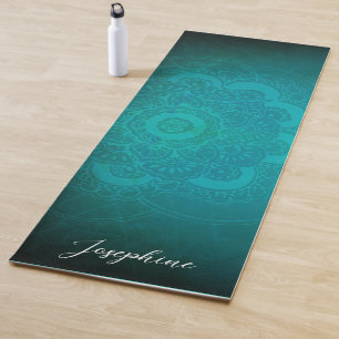 Tapete De Yoga Turquesa Personalizada Blue Mandala
