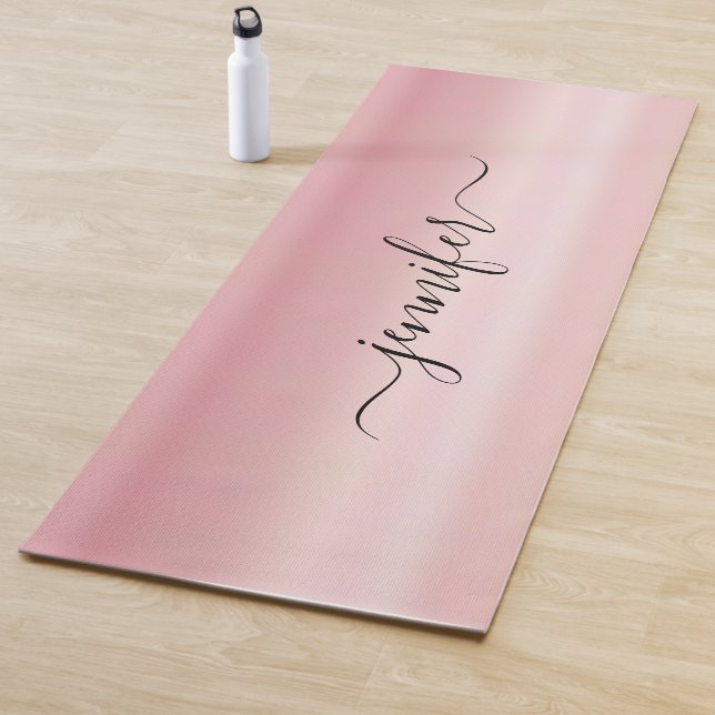 Tapete De Yoga Typography Script Name Elegant Rose Gold Fitness (In Situ)