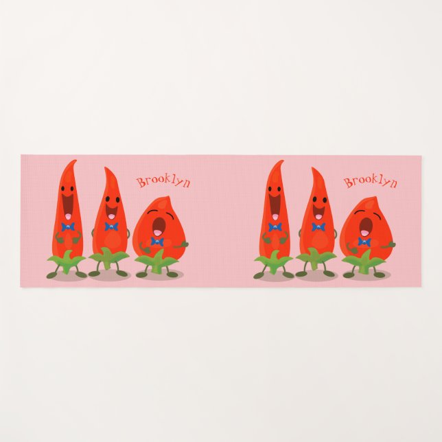 Tapete De Yoga Um desenho animado de pimentões cantando pimentões (Frente (Horizontal))