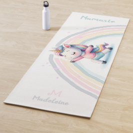 Tapete De Yoga Unicorn Namaste Yoga Cute do Pastel Monograma