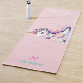 Tapete De Yoga Unicorn Rainbow Yoga Pose Cute Funny Name Monogram