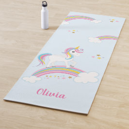 Tapete De Yoga Unicórnio Arco-Íris Mágico Personalizado