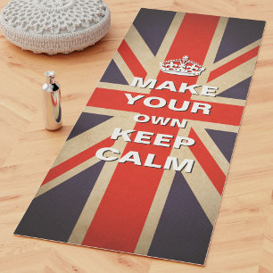 Tapete De Yoga Union Jack Keep Calm Yoga Mat   Impressão Solteir