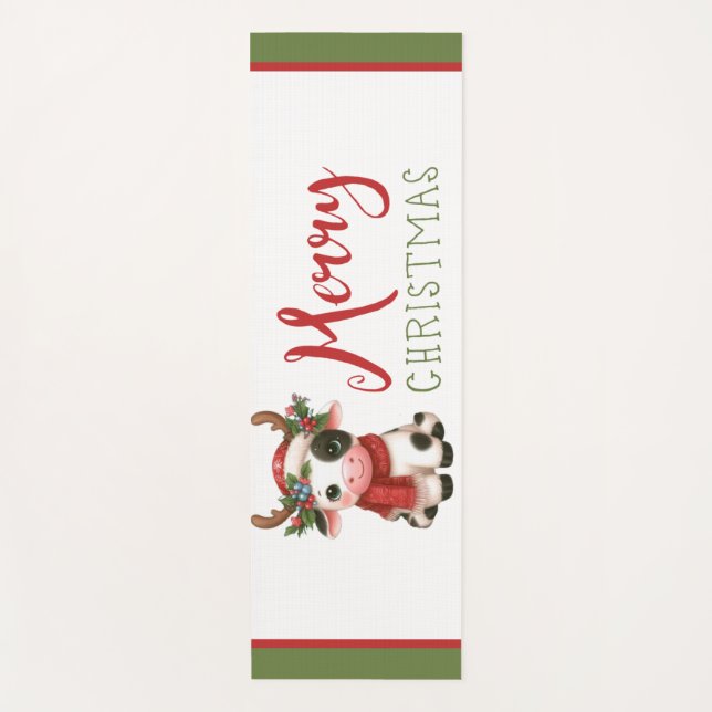 Tapete De Yoga Vaca doce de Natal feliz (Frente)