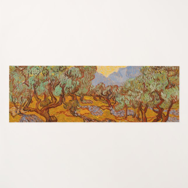 Tapete De Yoga Van Gogh Olive Trees Yellow Sun Sky (Frente (Horizontal))