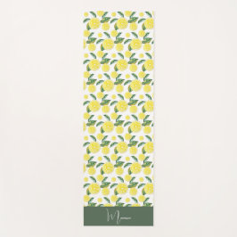 Tapete De Yoga Verde Amarelo Limão Fatias Aquarela Arte