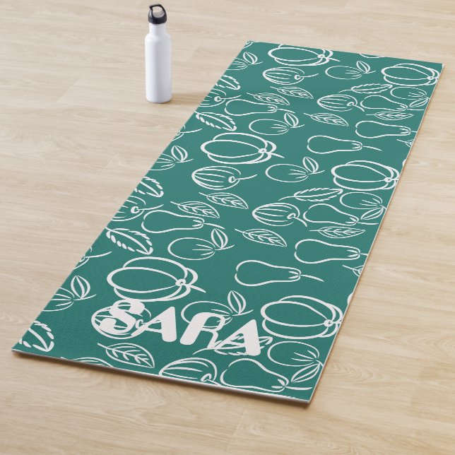 Tapete De Yoga Verde com fruta elegante só para você, joga. (In Situ)