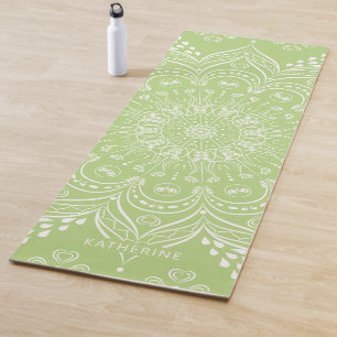 Tapete De Yoga Verde limão Boêmia Belo Mandala