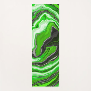 Tapete De Yoga Verde limão e mármore preto como espirros Arte Flu