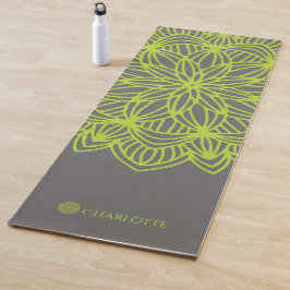 Tapete De Yoga Verde limão Mandala Personalizada (1 face)