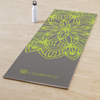 Tapete De Yoga Verde limão Mandala Personalizada (1 face)