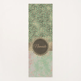 Tapete De Yoga Verde limão Marble Glittery Lepard