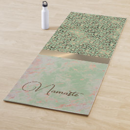 Tapete De Yoga Verde limão Marble Glittery Lepard Namaste