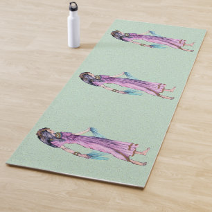 Tapete De Yoga Verde roxo do vestido da mulher egípcia antiga