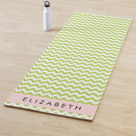 Tapete De Yoga Verde Zigzag, Verde Chevron, Seu Nome