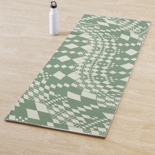 Tapete De Yoga Verificações distorcidas em verde