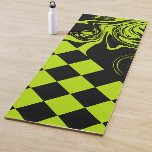Tapete De Yoga Verificações e rotações - Verde limão e preto