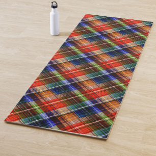 Tapete De Yoga Vermelho Azul Verde Amarelo Xadrez Tartan Desenho