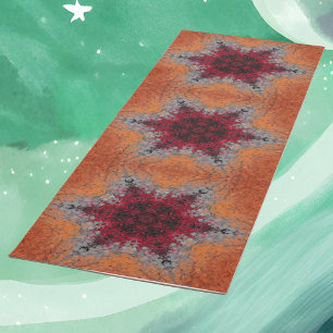 Tapete De Yoga Vermelho de Mandala Digital Laranja e Azul