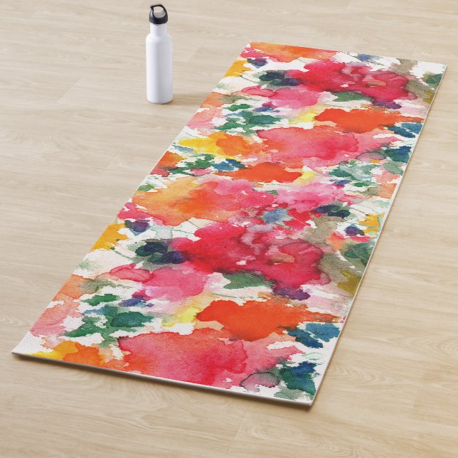 Tapete De Yoga Vermelho domina o buquê rosa amarelo (In Situ)