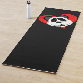Tapete De Yoga Vermelho e Preto - Urso Panda Bonito