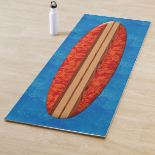 Tapete De Yoga Vermelho havaiano da prancha de Longboard da praia