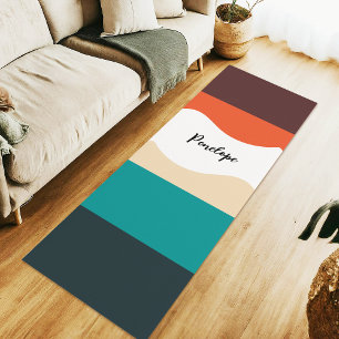 Tapete De Yoga Vetor Moderno Retro Minimalista Calmo com Blocos d