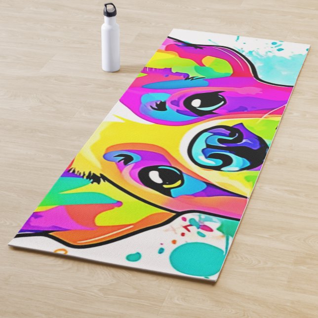 Tapete De Yoga Vibrant Frenchie Bulldog Puppy Art (In Situ)