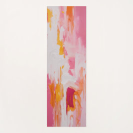 Tapete De Yoga Vibrante Rosa e Laranja Ioga Abstrato Expressionis