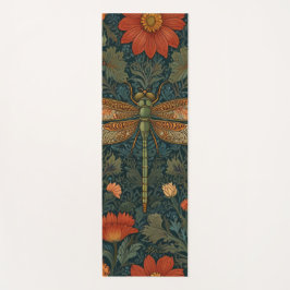 Tapete De Yoga Vintage dragonfly orange floral verde-floral boho