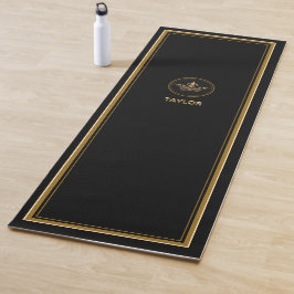 Tapete De Yoga Vintage French Crown Gold Black Personalized
