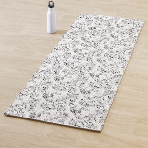 Tapete De Yoga Vintage French Floral Fantasy Toile-Black