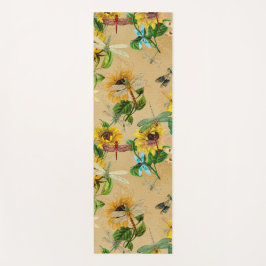 Tapete De Yoga Vintage Girassóis e Dragões